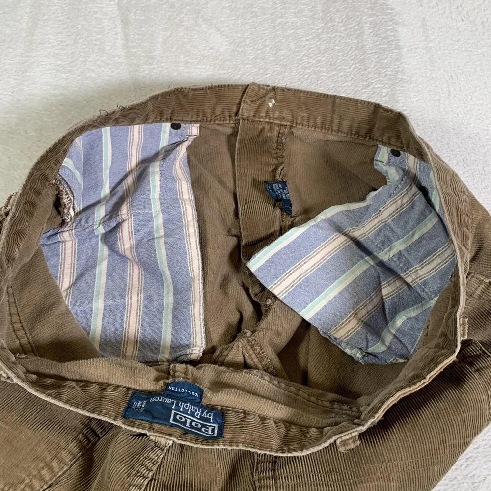 Vintage Corduroy Polo Ralph Lauren Pants Mens‎ 40x30 Brown Dungarees Cords 90s